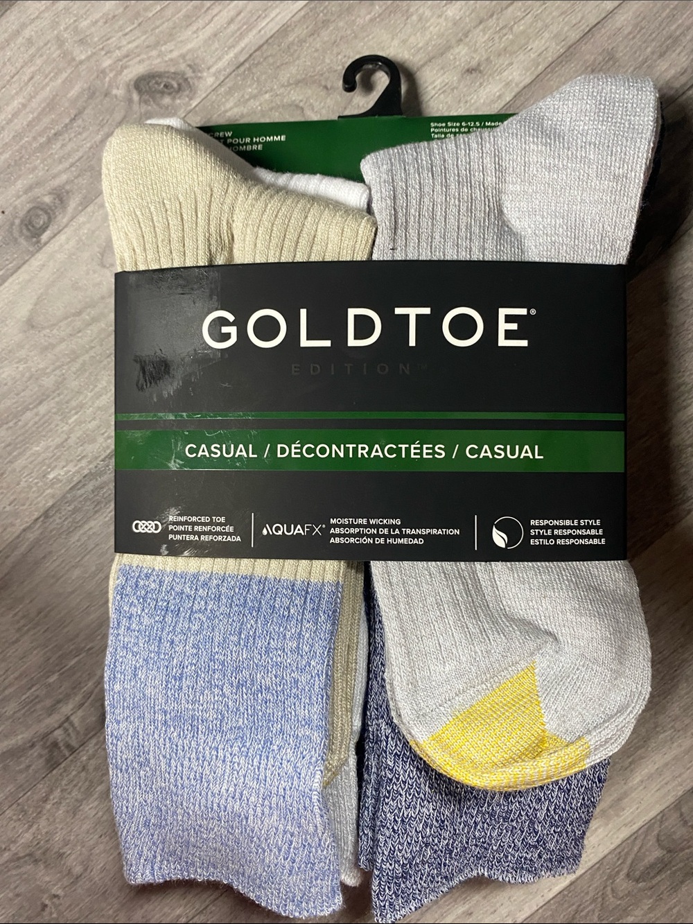 Gold Toe Casual Men's Sock 4-Pack - Cream, Light Gray, Blue, Yellow